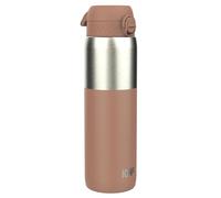Ion8 Vacuum Insulated Stainless Steel 1 Litre Water Bottle, 920 ml/31 oz, Leak Proof, Easy to Open, Secure Lock, Dishwasher Safe, Carry Handle, Metal Water Bottle, Half Cut Mocha Mousse