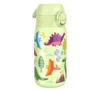 ION8 Vacuum Insulated Steel Water Bottle, 320 ml/11 oz, Leak Proof, Easy to Open, Secure Lock, Dishwasher Safe, Carry Handle, Metal Water Bottle, ThermoShield Stainless Steel, Green, Dinosaurs