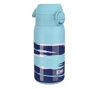 ION8 Vacuum Insulated Steel Water Bottle, 320 ml/11 oz, Leak Proof, Easy to Open, Secure Lock, Dishwasher Safe, Carry Handle, Metal Water Bottle, ThermoShield Stainless Steel, Blue, Abstract