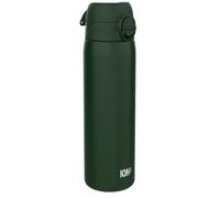 Ion8 Vacuum Insulated Steel Water Bottle, 500 ml/17 oz, Leak Proof, Easy to Open, Secure Lock, Dishwasher Safe, Fits Cup Holders, Carry Handle, Scratch Resistant, Metal Water Bottle, Dark Green