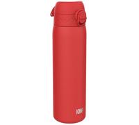ION8 Vacuum Insulated Steel Water Bottle, 500 ml/17 oz, Leak Proof, Easy to Open, Secure Lock, Dishwasher Safe, Fits Cup Holders, Carry Handle, Scratch Resistant, Metal Water Bottle, Red