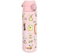 ION8 Vacuum Insulated Steel Water Bottle, 500 ml/17 oz, Leak Proof, Easy to Open, Secure Lock, Dishwasher Safe, Fits Cup Holders, Carry Handle, Scratch Resistant, Metal Water Bottle, Dogs