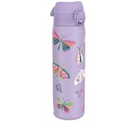 Ion8 Vacuum Insulated Steel Water Bottle, 500ml (17oz), Wild Butterfly | Leak Proof, Easy to Open, Secure Lock, Dishwasher Safe, Fits Cup Holders, Carry Handle, Metal Water Bottle, Stainless Steel