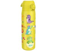 ION8 Vacuum Insulated Steel Water Bottle, 500ml (17oz), Yellow Dragons | Leak Proof, Easy to Open, Secure Lock, Dishwasher Safe, Fits Cup Holders, Carry Handle, Metal Water Bottle, Stainless Steel