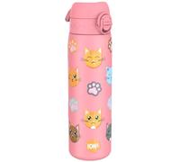 Ion8 Water Bottle, 500ml/18oz, Slim Leak Proof & BPA-Free Drinking Bottle, Secure Lock Prevents Spills, Dishwasher Safe, Carry Handle, Ideal for Adults & Kids - Travel, Gym & School, Cats