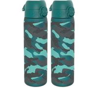 Ion8 Water Bottle, 500ml/18oz, Slim Leak Proof & BPA-Free Drinking Bottle, Secure Lock Prevents Spills, Dishwasher Safe, Carry Handle, Ideal for Adults & Kids - Travel, Gym & School, Aqua, Camo