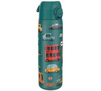 Ion8 Water Bottle, 500ml/18oz, Slim Leak Proof & BPA-Free Drinking Bottle, Secure Lock Prevents Spills, Dishwasher Safe, Carry Handle, Ideal for Adults & Kids - Travel, Gym & School, Aqua, Cars