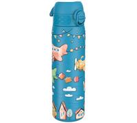 Ion8 Water Bottle, 500ml/18oz, Slim Leak Proof & BPA-Free Drinking Bottle, Secure Lock Prevents Spills, Dishwasher Safe, Carry Handle, Ideal for Adults & Kids - Travel, Gym & School, Blue, Airplanes