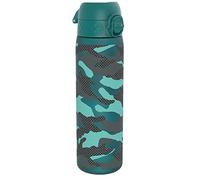 Ion8 Water Bottle, 500ml/18oz, Slim Leak Proof & BPA-Free Drinking Bottle, Secure Lock Prevents Spills, Dishwasher Safe, Carry Handle, Ideal for Adults & Kids - Travel, Gym & School, Aqua, Camo
