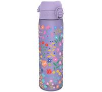 Ion8 Water Bottle, 500ml/18oz, Slim Leak Proof & BPA-Free Drinking Bottle, Secure Lock Prevents Spills, Dishwasher Safe, Carry Handle, Ideal for Adults & Kids - Travel, Gym & School, Ditsy Floral