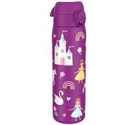 Ion8 Water Bottle, 500ml/18oz, Slim Leak Proof & BPA-Free Drinking Bottle, Secure Lock Prevents Spills, Dishwasher Safe, Carry Handle, Ideal for Adults & Kids - Travel, Gym & School, Purple, Princess