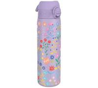 Ion8 Water Bottle, 500ml/18oz, Slim Leak Proof & BPA-Free Drinking Bottle, Secure Lock Prevents Spills, Dishwasher Safe, Carry Handle, Ideal for Adults & Kids - Travel, Gym & School, Ditsy Floral