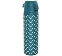 Ion8 Water Bottle, 500ml/18oz, Slim Leak Proof Drinking Bottle, Secure Lock Prevents Spills, Dishwasher Safe, Carry Handle, Ideal for Adults & Kids - Travel, Gym & School, Waves