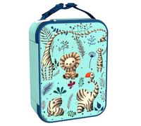 Ion8 Zebra Fans Design Lunch Bag, Easy Access 3-Sided Zip, Write-On Name Patch, Freshness & Insulation for 6 Hours, Elasticated Mesh Pocket for Bottles, Machine Washable, Polyester Material, Blue