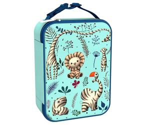 Ion8 Zebra Fans Design Lunch Bag, Easy Access 3-Sided Zip, Write-On Name Patch, Freshness & Insulation for 6 Hours, Elasticated Mesh Pocket for Bottles, Machine Washable, Polyester Material, Blue