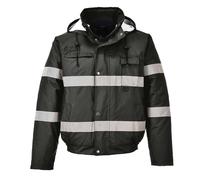 (XL, Black) Portwest Iona Lite Reflective Work Bomber Jacket