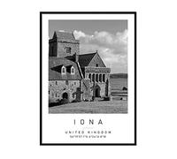 Iona Travel Print Iona Wall art Black and white Poster A5 Print only 14.8 X 21 Cm (5.8x8.3inch)