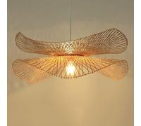 IONAZQTWW Bamboo Pendant Light 1 Light Retro Japanese Style E27 Chandelier Wicker Hand Woven Corridor Ceiling Hanging Lamp Shades Southeast Asia Restaurant Living Room Tea Room,85cm
