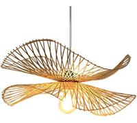 IONAZQTWW Bamboo Pendant Light 1 Light Retro Japanese Style E27 Chandelier Wicker Hand Woven Corridor Ceiling Hanging Lamp Shades Southeast Asia Restaurant Living Room Tea Room,45cm