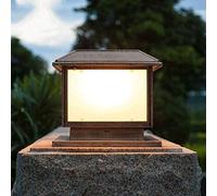 IONAZQTWW Solar Post Lamp Outdoor Garden Sensor Light Bronze Finish Gate Porch LED Lantern Bollard Pathway Square Column Pillar Lamp Decor Deck Yard Pedestal Lamp (Small)