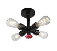 IONAZQTWW Vintage Industrial Ceiling Light, Steampunk Water Pipe Ceiling Lamp Rustic Chandeliers, Semi-Flush Mount Rustic Ceiling Light Metal Lamp Fixtures,Yellow Bronze