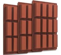 ionEgg 12 Cavity Large Rectangle Granola Bar Silicone Mold, Butter Stick Mold, Pack of 3