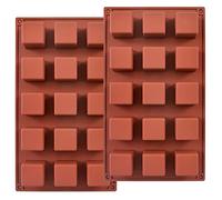 ionEgg 15 Cavities 1.4 inch Square Silicone Mould, Cube Mould for Making Chocolate Candy, Cake, Ice Cube Tray, Truffles Pralines, Pack of 2