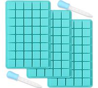 ionEgg 40 Cavities Square Silicone Mould, for Making Chocolate Candy, Ice Cube Tray, Truffles Pralines, 3 Packs and 2 Droppers