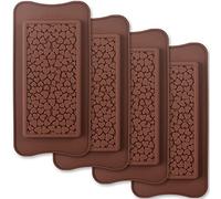 ionEgg Break Apart Silicone Chocolate Molds, Heart Shape Chocolate Bar Molds, Homemade Protein and Energy Bar Molds, 4 Packs