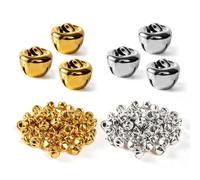 IONEKIUK 100 Pcs 12mm Small Jingle Bells for Crafts, 50 Gold and 50 Silver | Top loops make each bell easy to thread, sew or hang, ideal for DIY crafts, gift wrapping, wreaths and festive decorations