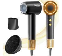 Ionen Hair Dryer, feekaa Quick Drying Blow Dryer 100 Million Negative Ions Provides Shiny Hair with Rotating Magnetic Nozzle, Concentrate and Diffuser, for Travel & Curly Hair, Black