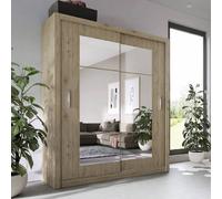ionia mirrored wardrobe with 2 sliding doors in san remo oak