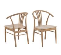 ionia off white oak rattan dining chairs in pair