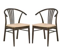 ionia off white smoked oak rattan dining chairs in pair
