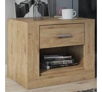 ionia wooden bedside cabinet with 1 drawer in shetland oak