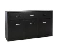 ionia wooden sideboard with 3 doors 3 drawers in matt black