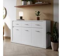 ionia wooden sideboard with 3 doors 3 drawers in matt white