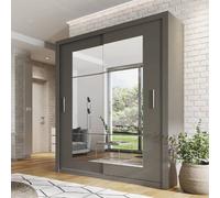 ionia wooden wardrobe 180cm with 2 sliding doors in matt grey