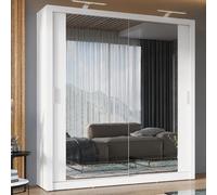 ionia wooden wardrobe 200cm with 2 sliding doors in white