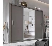 ionia wooden wardrobe with mirrored sliding door in matt grey