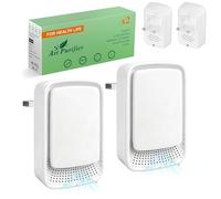 Ionic Air Purifier for Bedroom Home, 2-Pack Mini Plug-In Air Purifier for Pets/Smokers/Small Spaces, Effectively Removes Pet Odours, Cooking & Stuffy Smell, and Dust - Quiet, No Filter & Easy to Use