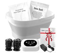 Ionic Foot Bath Detox Machine,Foot Detox Foot Bath Soak Tub with 2 Arrays,80 Disposable Foot Bath Liners,Detox Sea Salt,Folding Foot Spa Bucket,Home Salon-Level Foot Soaking Tub