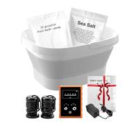 Ionic Foot Bath Detox Machine,Foot Detox Foot Bath Soak Tub with 2 Arrays,80 Disposable Foot Bath Liners,Detox Sea Salt,Folding Foot Spa Bucket,Home Salon-Level Foot Soaking Tub