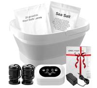 Ionic Foot Bath Detox Machine,Foot Detox Foot Bath Soak Tub with 2 Arrays,80 Disposable Liners,Detox Sea Salt,Folding Foot Spa Bucket,Home Salon-Level Foot Soaking Tub