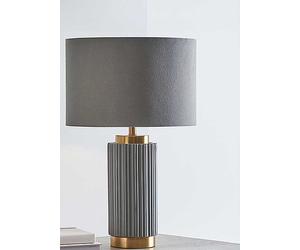 Ionic Grey Textured Ceramic & Gold Metal Table Lamp Grey