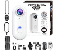 Ionicswift Riding Camera, Ionicswift Trail Camera, Smallest High-Res Cameras in The World, Mini 4K Thumb Action Camera, Wearable Small Body Cameras with Spring Clip, For Cycling Diving Travel (White)