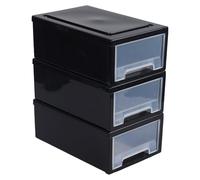 Ionoloy 6.5 Litres Plastic Desktop Organiser Drawers, 3 Pack Stackable Storage Drawers, Black