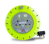 IONOS 2 Socket Cable Reel, 10m, Green Extension Lead, 13A with Thermal Cut Out, Heavy Duty Outdoor Extension Lead (ION13A10MCR6)
