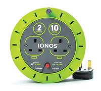 IONOS 2 Socket Cable Reel, 10m, Green Extension Lead, 13A with Thermal Cut Out, Heavy Duty Outdoor (ION13A10MCR6)