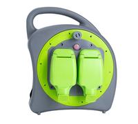 IONOS 2 Socket Cable Reel, 20m Green Extension Lead, 13A with Thermal Cut Out, Heavy Duty Outdoor Extension Lead, ION20M2G13AWPCR2